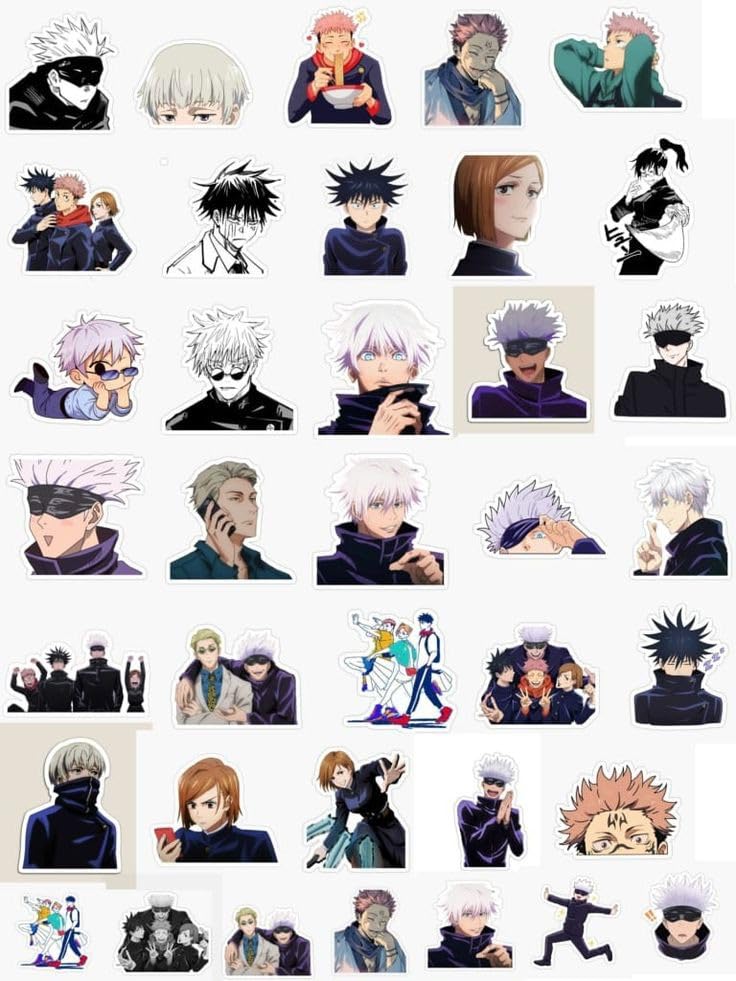 Anime jujutsu kaisen characters laptop stickers