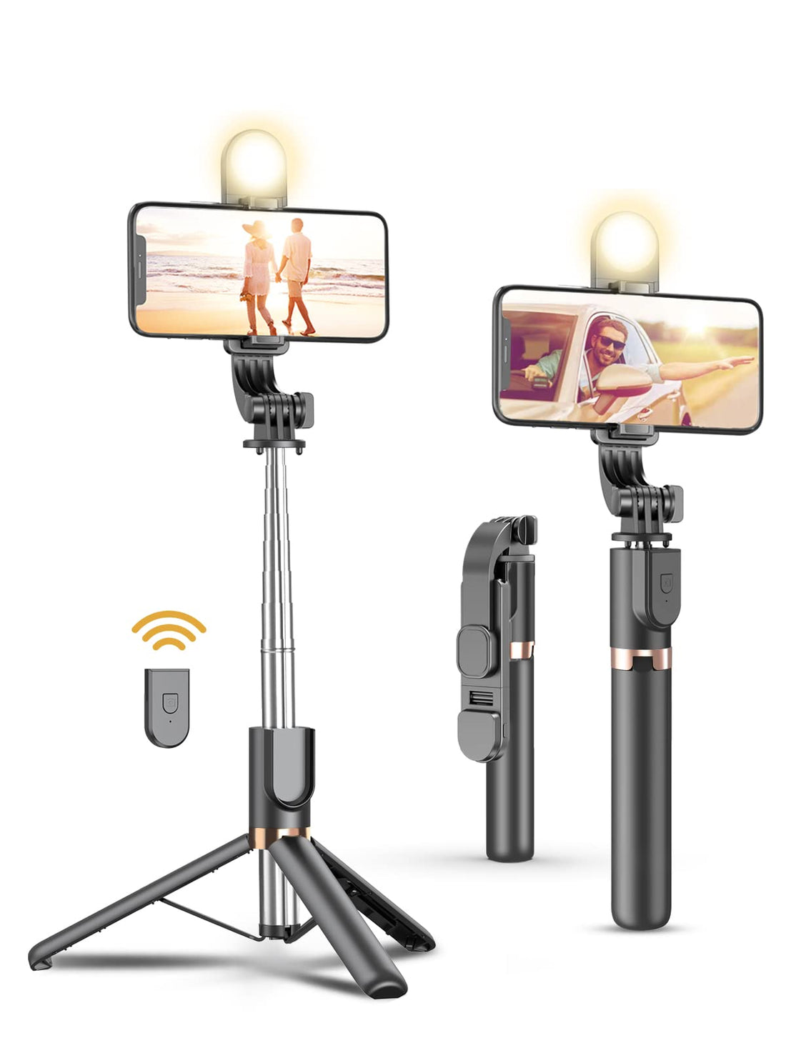 Yeaki Selfie Stick Tripod with Wireless Remote, Cellphone Selfie Stick Tripod with LED Fill Light, for iPhone