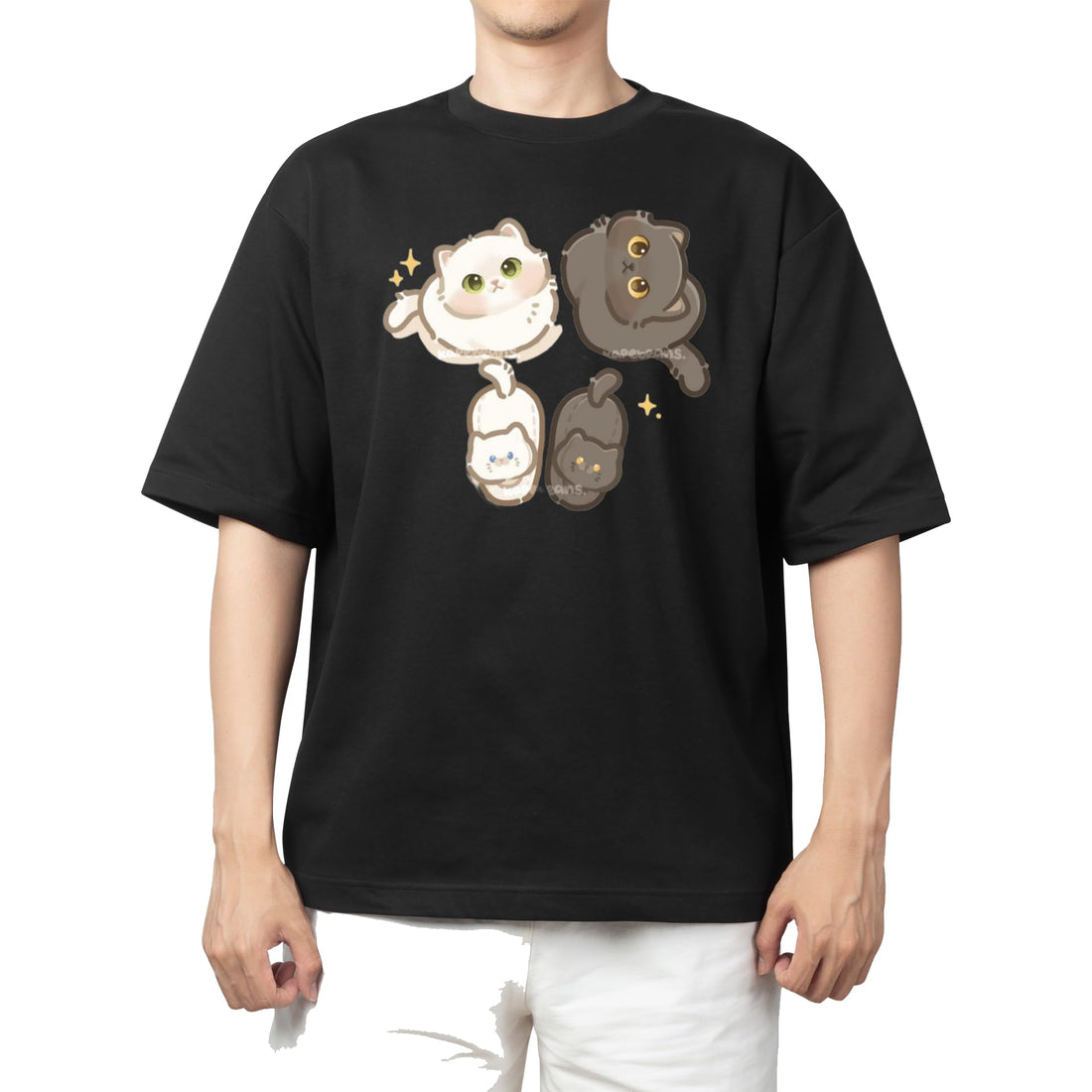 CUTE kawaii kitty cat black t-shirt oversize 57