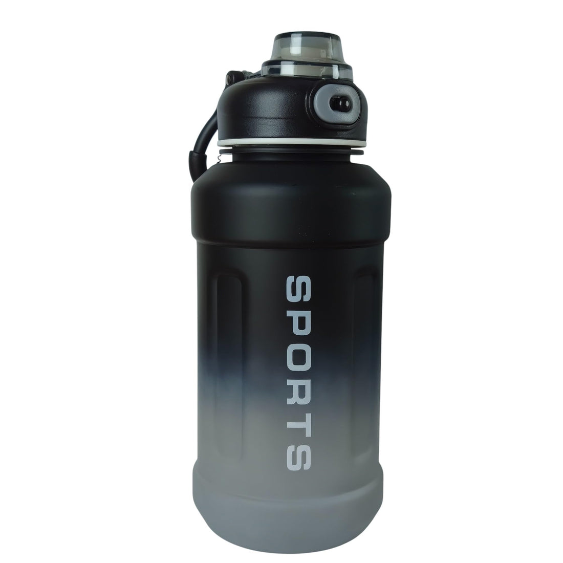 Sports Water Bottle with Handle, Gradient Colour Design, BPA-Free, Leak-Proof Lid (Black)