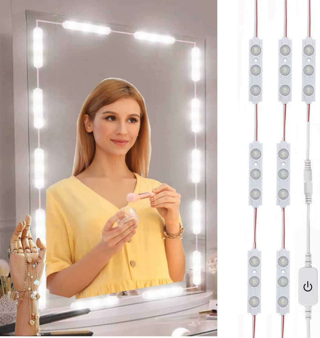 Dollar for Improt Rana Store Makeup Mirror Light Set, Modern Design with 14 Chips, USB Cable for Mirror with Bright White Light