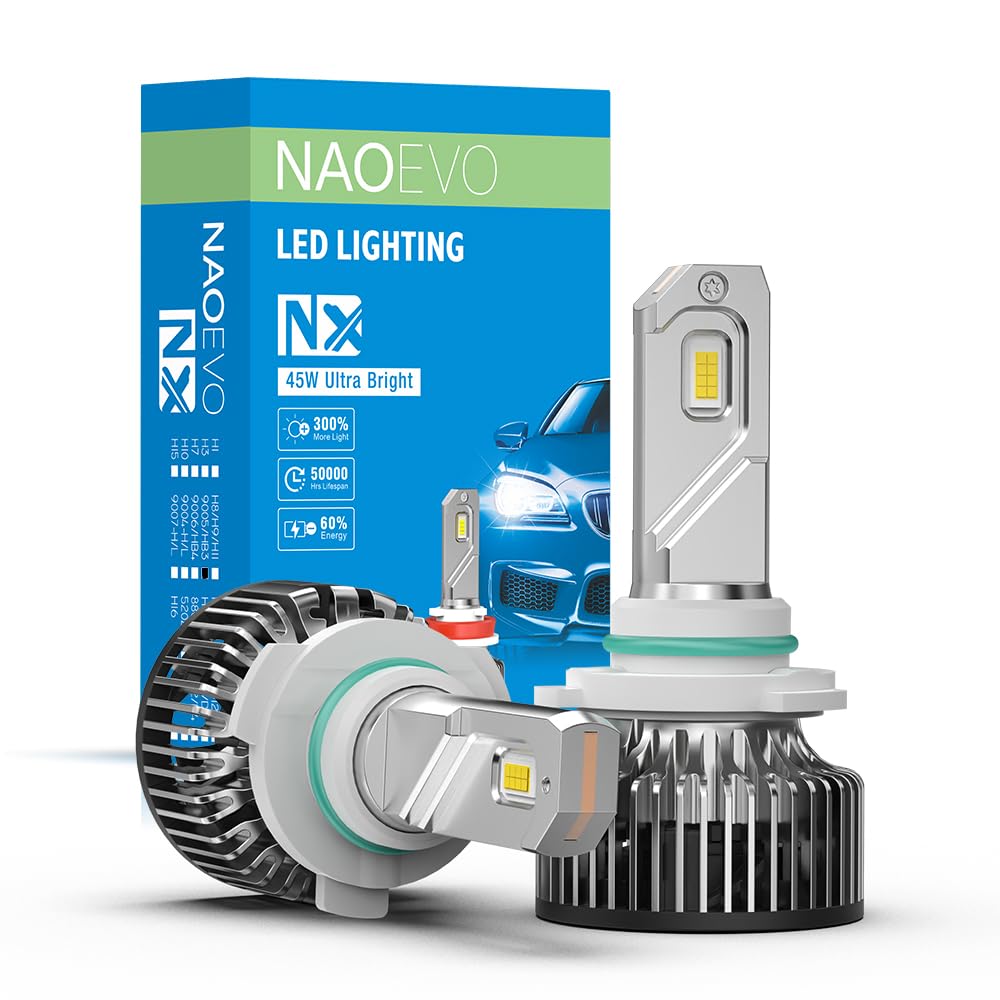 NAOEVO NX Series LED Headlight Bulbs 90 Watt /10,000 Lumens per set, Set of 2 Bulbs (45+45 Watts) (9006 / HB4)