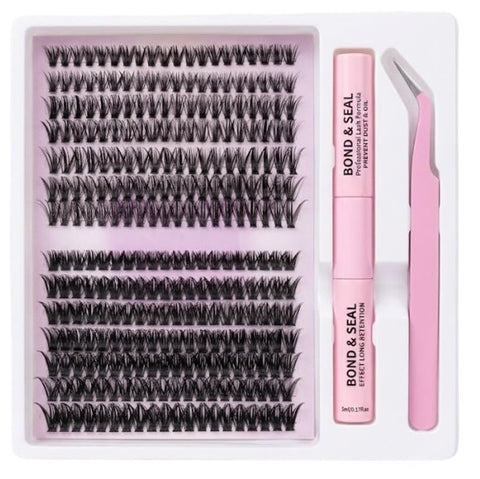 240pcs Lash Clusters Individual Lashes Eyelash Extension Kit D Curl Volume Cluster Eyelashes with Lash Bond and Seal and Lash Tweezers，(40D (40P+60P-9 TO 13MM-MIX)