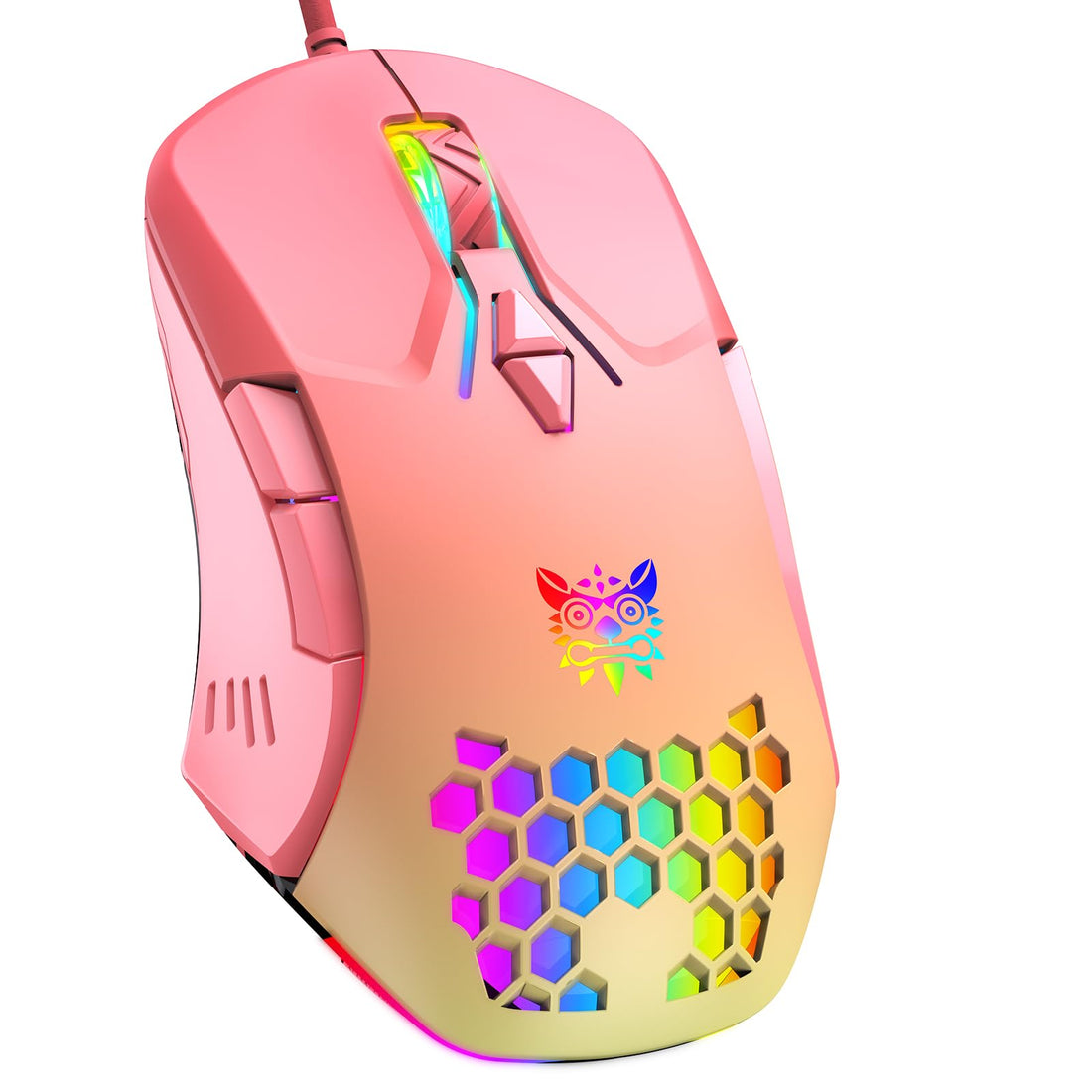 ONIKUMA GAMING mouse para juegos mouse de PC con cable con retroiluminación RGB 6 DPI ajustables mouse ergonómico para computadora portátil mouse para computadora con botones laterales para CW902