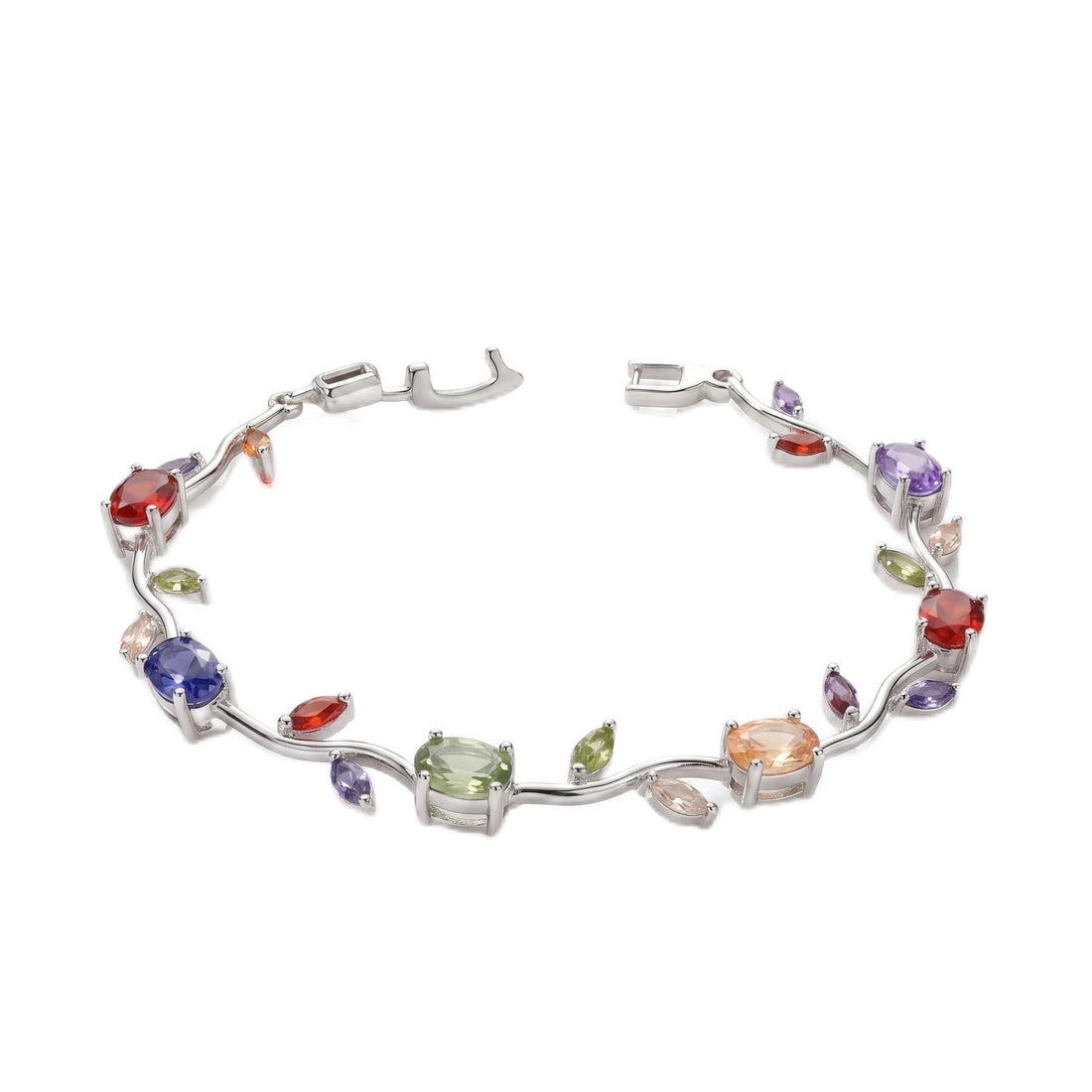 Luxury Women's Tulip Flower Bracelet 14K Gold Plated Stainless Steel with Colorful Zircon Stones – Elegant Adjustable Gift