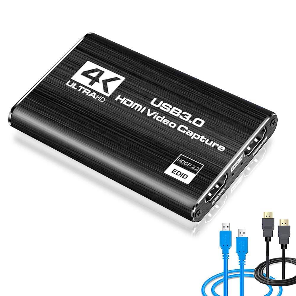 HDMI 4K 1080P Game Video Capture Card HDMI to USB3.0 HD Video Converters Game, Suitable for Game Live Broadcasts Video Recording with MIC Input&Live Out for OBS/Vmix