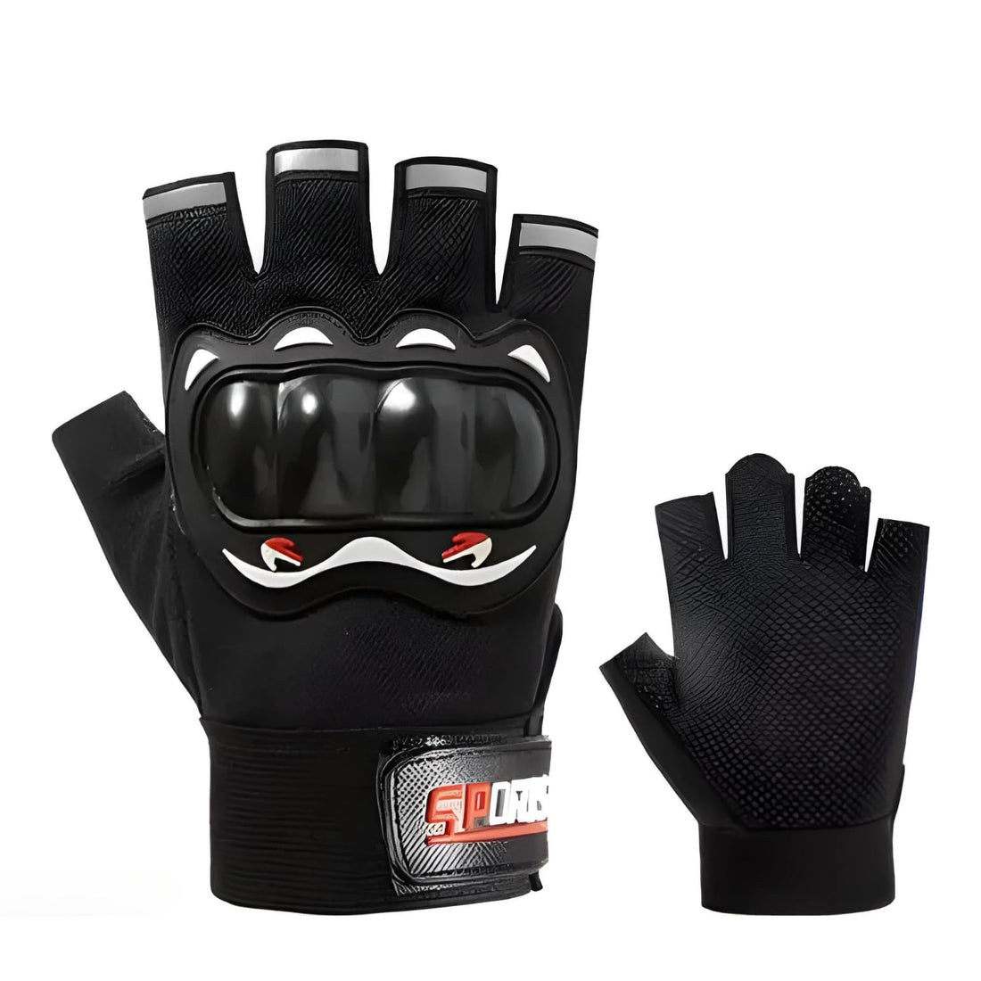 1pair Motorcycle Gloves Breathable Half Finger Racing Hard Shell Gloves, Outdoor Sports Protection Riding Cross Dirt Bike Gloves