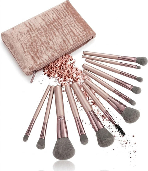 Makeup Brush Set with Case, Brushes, Natural Bristle Makeup, Brushes Set Professional, 15pcs-WITH BAG CAVER