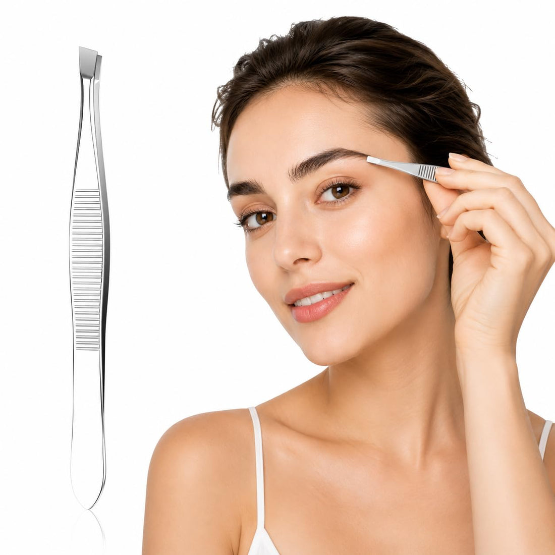 Premium Stainless Steel Eyebrow Tweezers – Precision Anti-Slip Hair Removal Tweezer for Eyebrows, Facial Hair & Ingrown Hair – Durable Professional Eyebrow Trimmer Tool for Women & Men