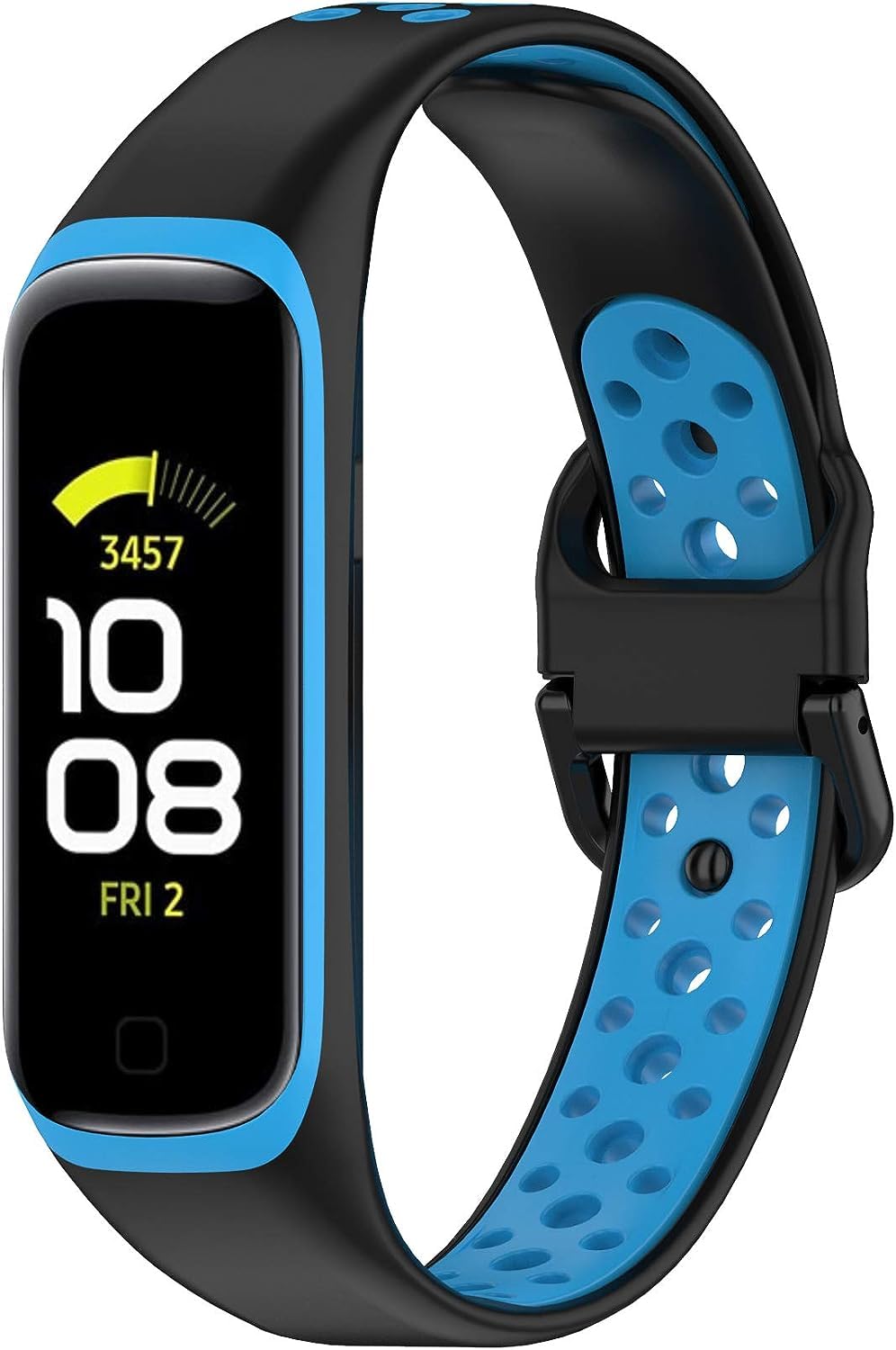 ELMO3EZZ Band Compatible with Samsung Galaxy Fit 2 Band for Women Men,Adjustable Silicone Sport Replacement Watch Band for Galaxy Fit 2 Fitness Tracker (black @ Blue)