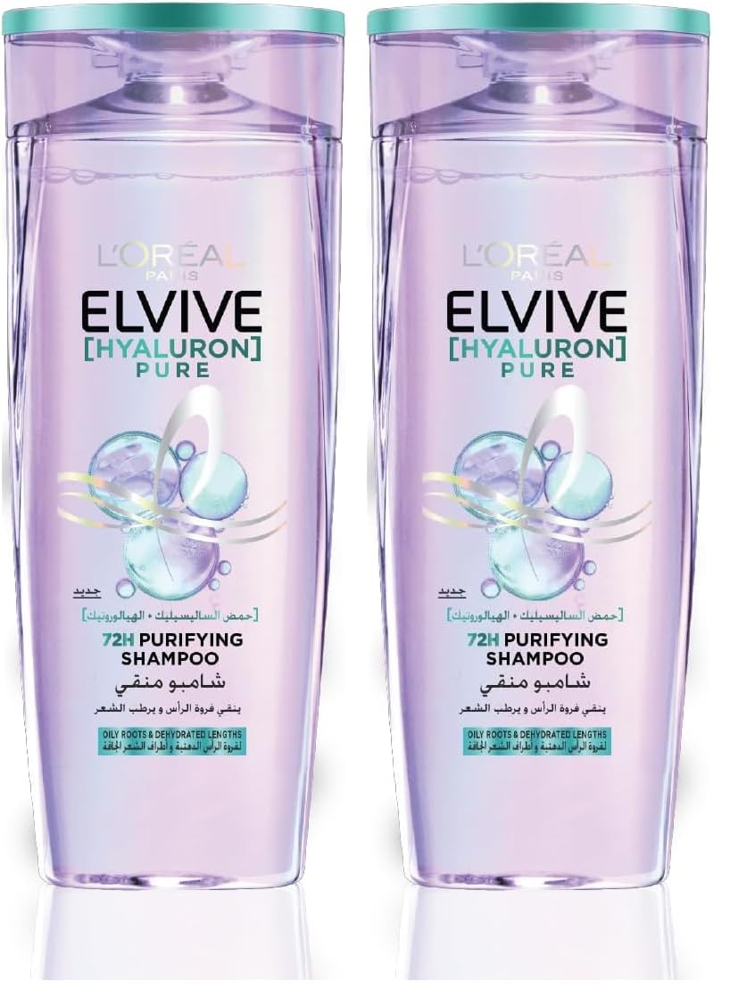 L’Oréal Paris Elvive Hyaluron Pure Purifying Shampoo for Oily Hair 200ML (Pack of 2)