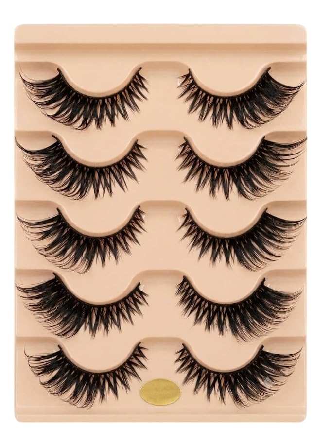 5 PAIRS 6D Faux Mink False Eyelashes | Reusable Lightweight & Natural Looking | Bold Eye Makeup Look |- Bridal & Professional Use- M08