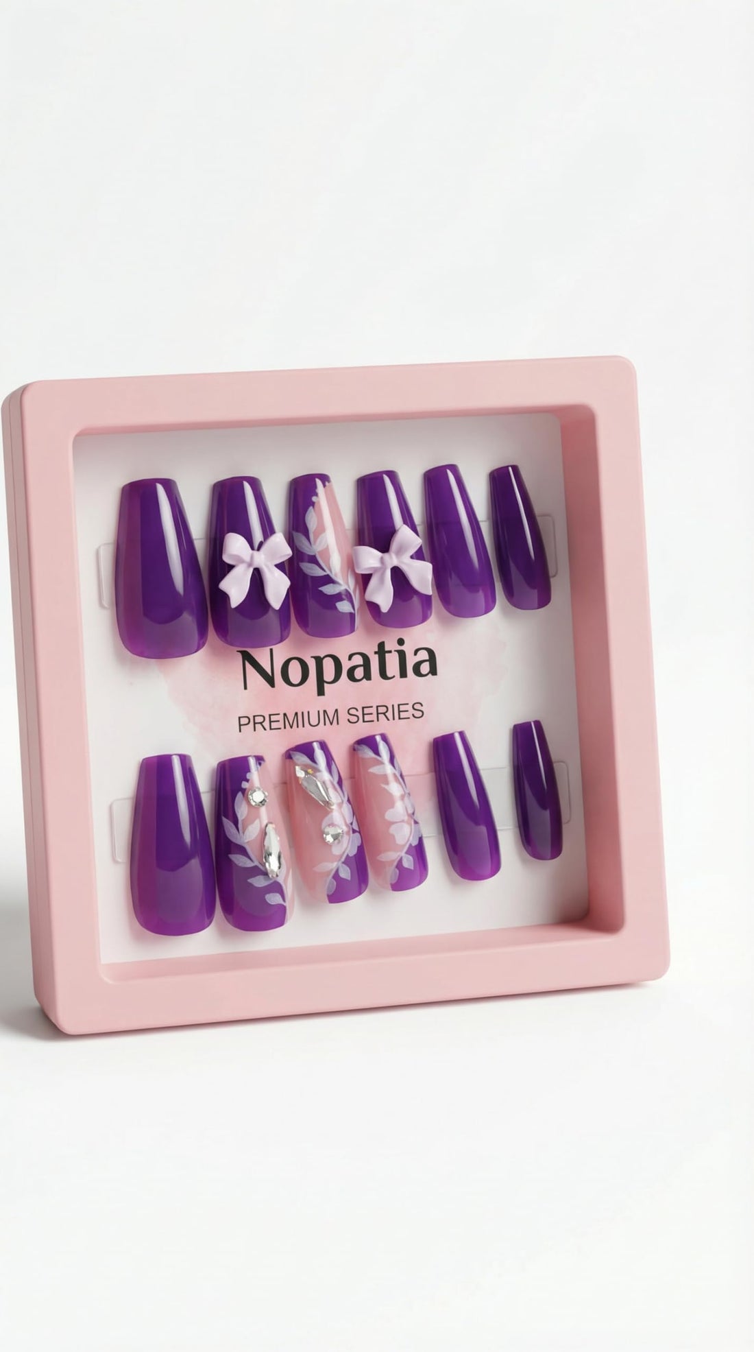 Nopatia Professional Fake Nails Set for Occasions, Luxury Holographic Nail Kit for Salon Results, Easy to Apply, Long Lasting and Unique Fashion Design (Shape 7)