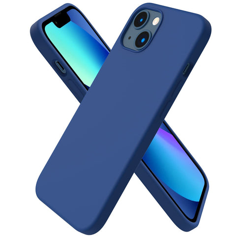 Dl3 Mobilak Compatible with iPhone 15 Case 6.1, Slim Liquid Silicone 3 Layers Full Covered Soft Gel Rubber Phone Case Protective Cover 6.1 Inch (Navy Blue)