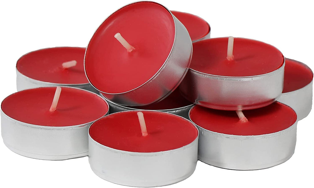 Wonka AMFIN (Set of 10) Tea Light Candles, Wax Candle Tea Light, Diwali Candles for Decoration for Home - Red