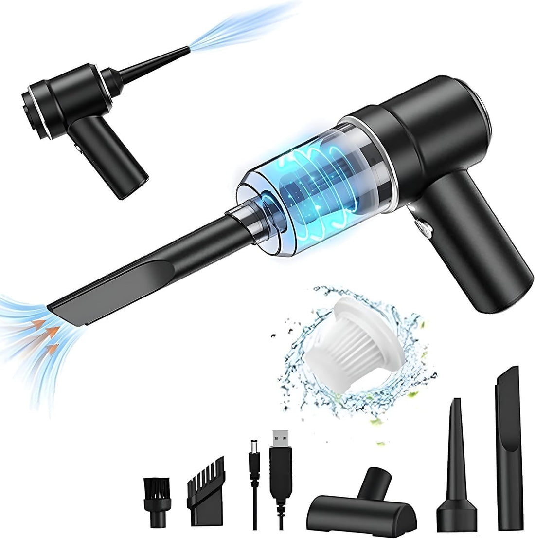 UOKOW Handheld Vacuum Cleaner,13000Pa, Handheld Vacuum Cordless, USB Rechargeable Portable Lightweight Mini,Car Vacuum Cleaner, Cleaning for Pet Hair, Car, Home, Office, Kitchen (Black)