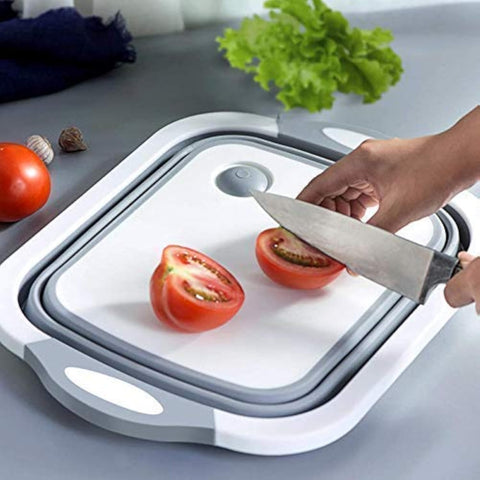 Hojo 3 in 1 Foldable Cutting Board Washing Bowl and Draining Basket Multifunctional Chopping Board Fruit Vegetable Drain Kitchen Organizer for Outdoor Travel Camping Picnic BBQ Dish Tub Multicolor