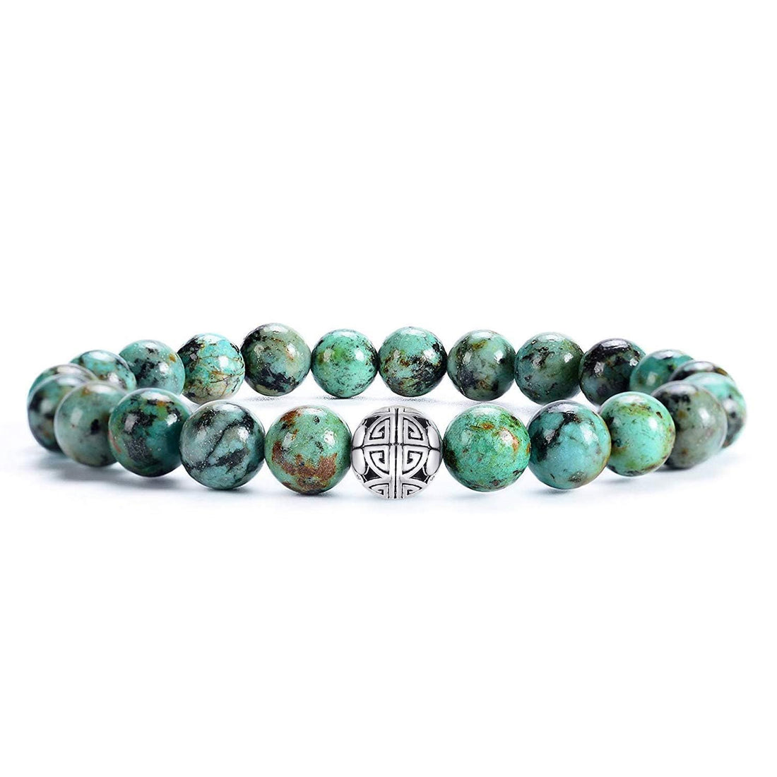 Natural 8mm Gemstones MetJakt Healing Crystal Stretch Beads Bracelet Bracelet with 925 Sterling Silver Double Happiness Pendant