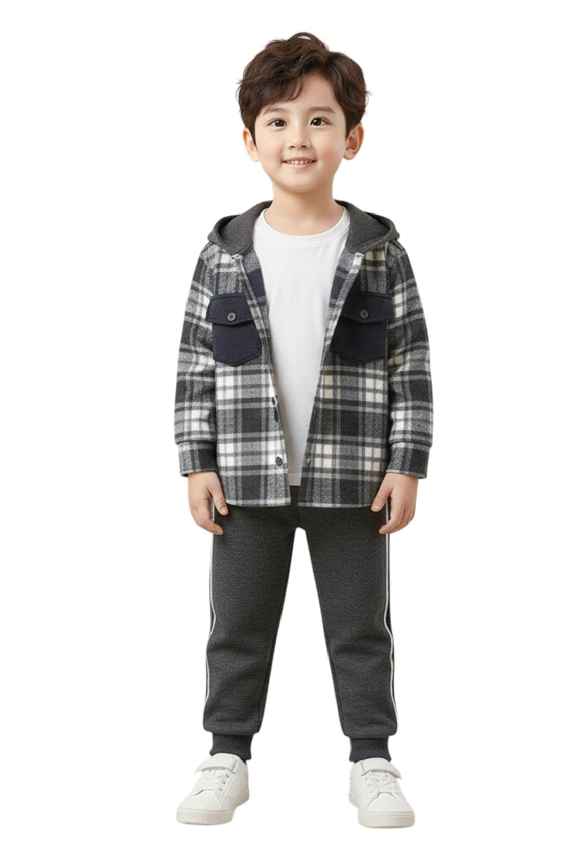 Meza Kids Winter Set Quilted Gogh Style Fashion Two-Piece Suit for Kids 2-8 Years, Plaid Jacket with Pants