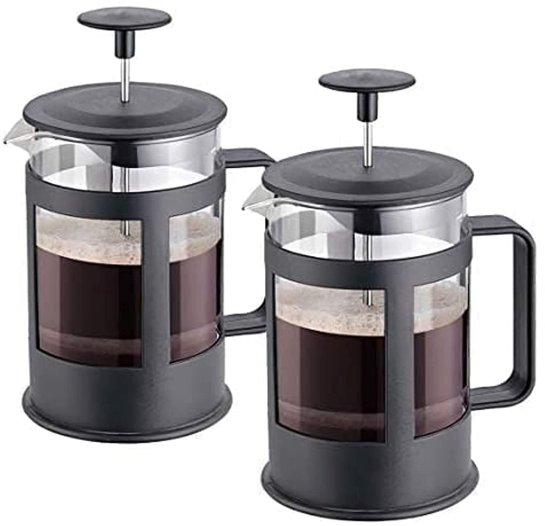 Ilios Innova 2 Pieces of French Press Coffee Maker 350 ml French Press Embolo Glass Ideal for Sharing a Gourmet Coffee