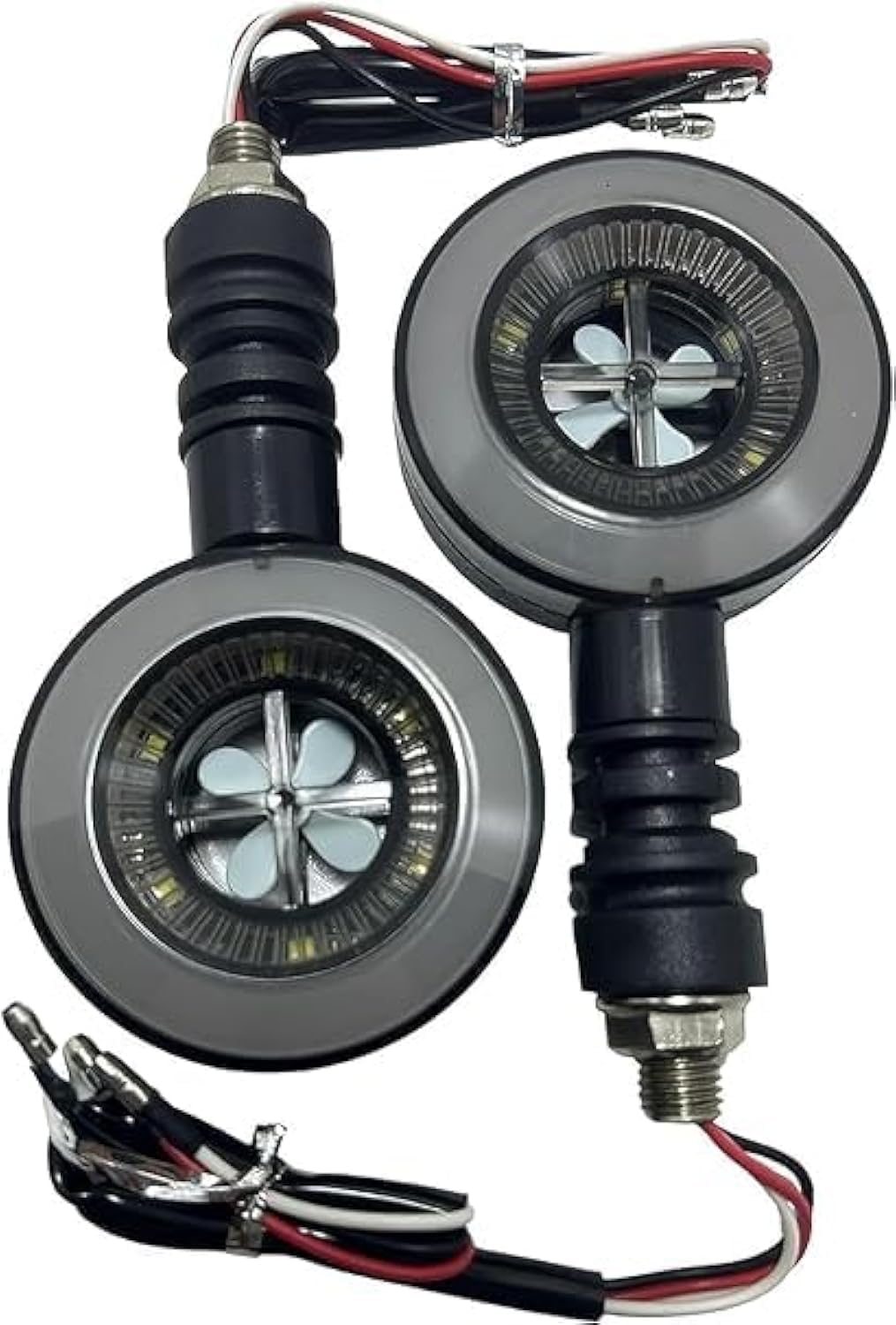 "Motorcycle LED Turn Signal Kit - 2 Pieces - 12 Volt - Dual Color Yellow to White - Waterproof Housing - High Visibility