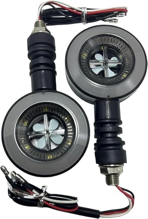 "Motorcycle LED Turn Signal Kit - 2 Pieces - 12 Volt - Dual Color Yellow to White - Waterproof Housing - High Visibility