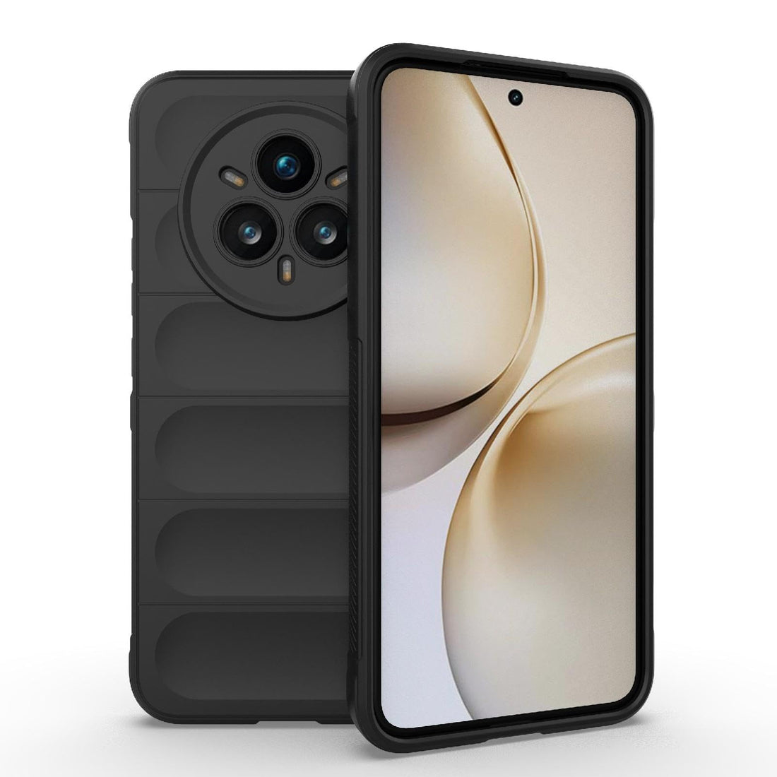 phone case cover Magic Shield TPU + Silicone UNBLACK Shockproof Phone Case compatible with Realme 14 Pro Plus (Black)