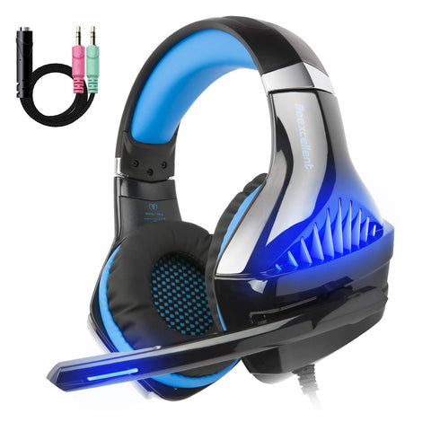 Ozeino GM5 Gaming Headset, 7.1 Surround Sound PS4 Headset with Microphone, For Games, PC Headphones, Heavy Bass, Telescopic, Noise Isolation, Wired, FPS Compatible, LED Light,