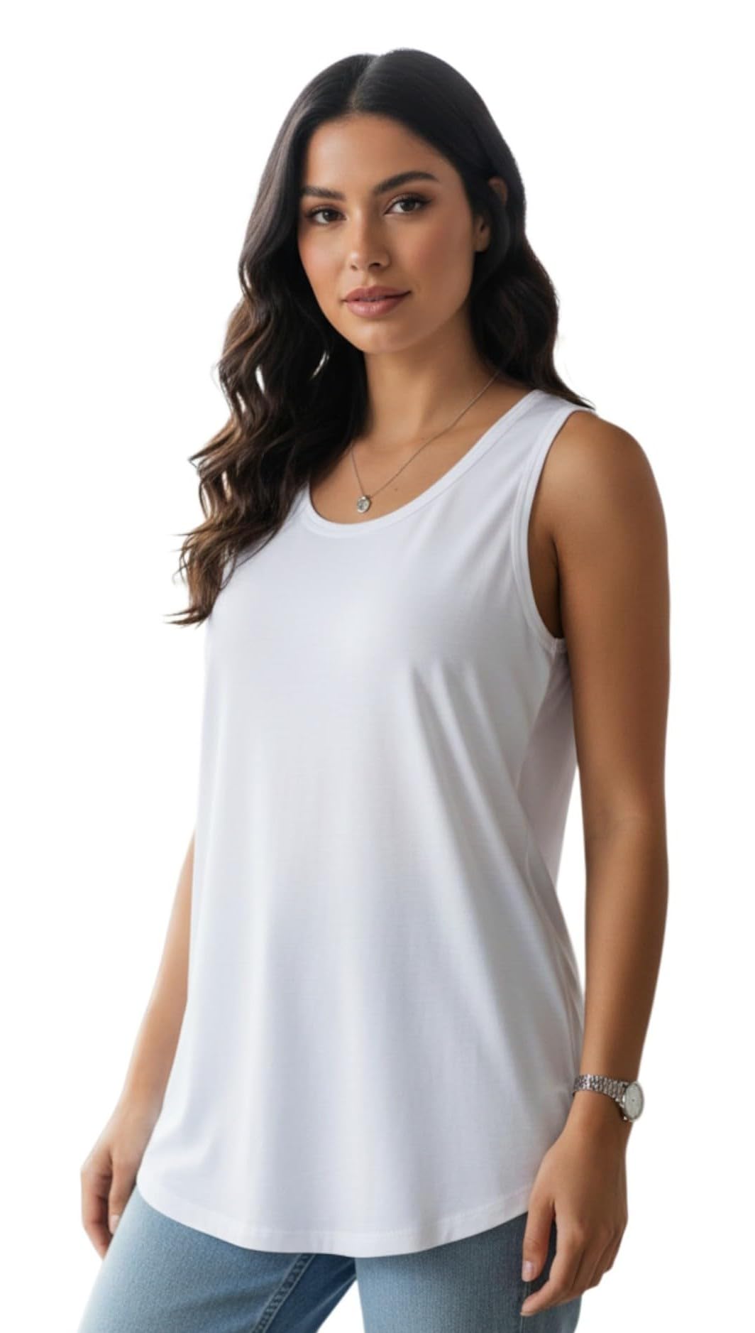 Bisha Pish-268-1-520P Tank Top with Wide Strap Base Layer Top for Women