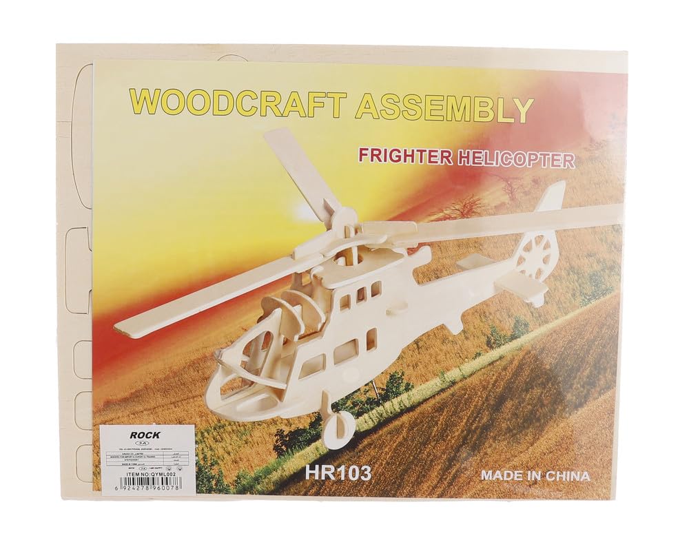 3A Hr103 Wood Frighter Helicopter 3D Puzzle Toy For Kids - 8-10 Years Beige