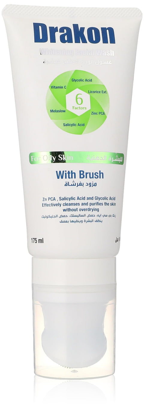 Drakon Whitening Facial Wash for Oily Skin with Brush - 175 ml