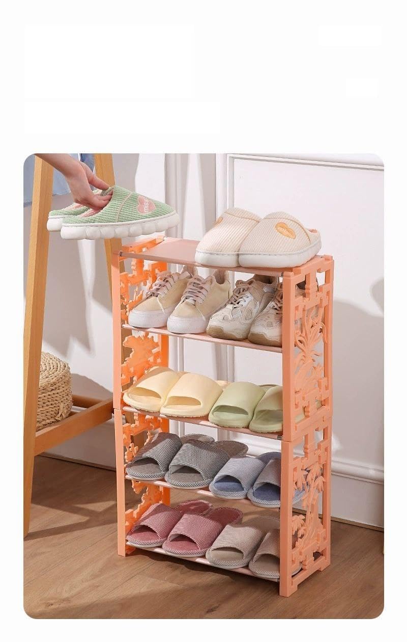 Shoe Rack, Assembled Simple Household Plastic Multilayer Mini Shoe Rack (Dark brown)