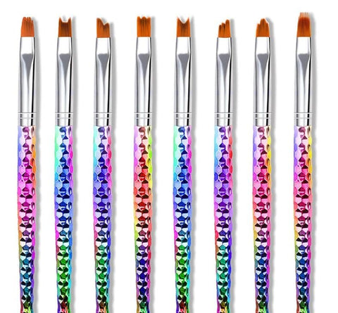 8 Pcs Ombre Nail Brushes For Acrylic Nails Gradient Painting Brushes Set Uv Gel Flower Drawing Pen Nail Art Brushes For Acrylic Application