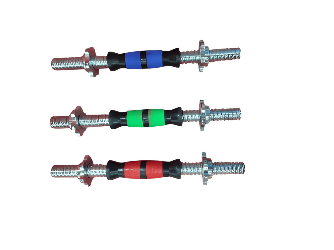 Chrome Adjustable Dumbbell Bars with Star Lock Collars – Colored Rubber Grip Handles for Home Gym & Strength Training set of 2.
