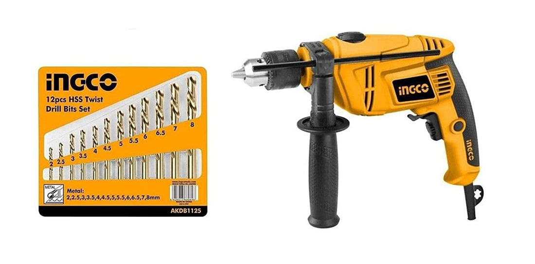 INGCO Drill 650W & 12 steel Bits