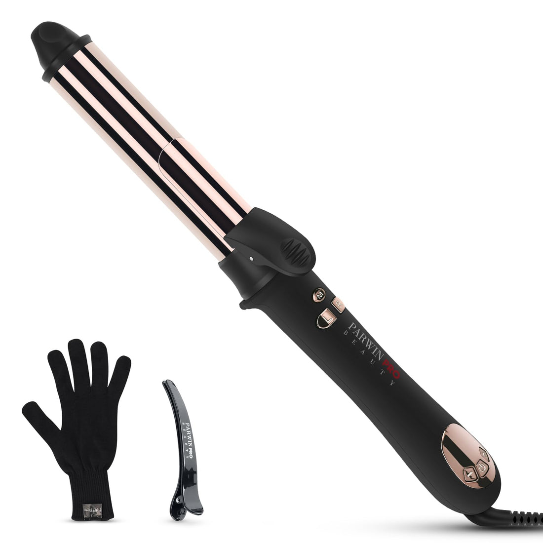 PARWIN PRO BEAUTY 360° Rotating Automatic Curling Iron - 32mm Nano-Titanium Coating with LCD Display, 120-210°C