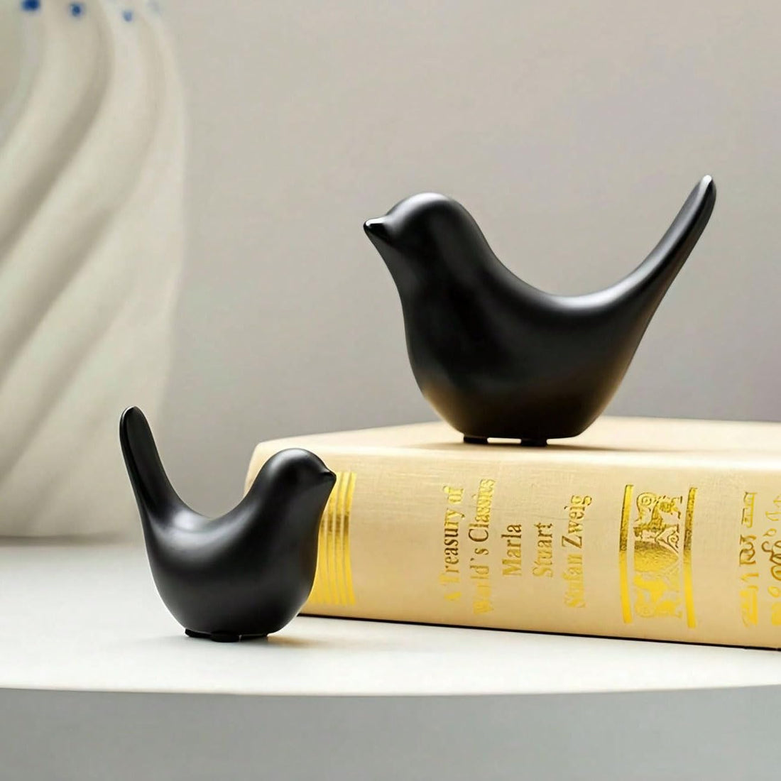 THE PACK - Decorative Art in the Form of a bird Decoration Creative Home Ornament Drawing Room Office Gift Statue Sculpture (Black_ كبير_11.5 * 7.6)