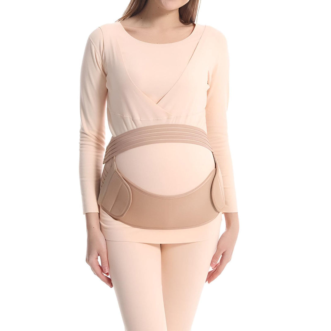 Maternity Belt - 4 in 1 Design for Comfortable Back and Pelvic Support During Pregnancy and Postpartum Recovery, Sizes M to XXL (Beige)
