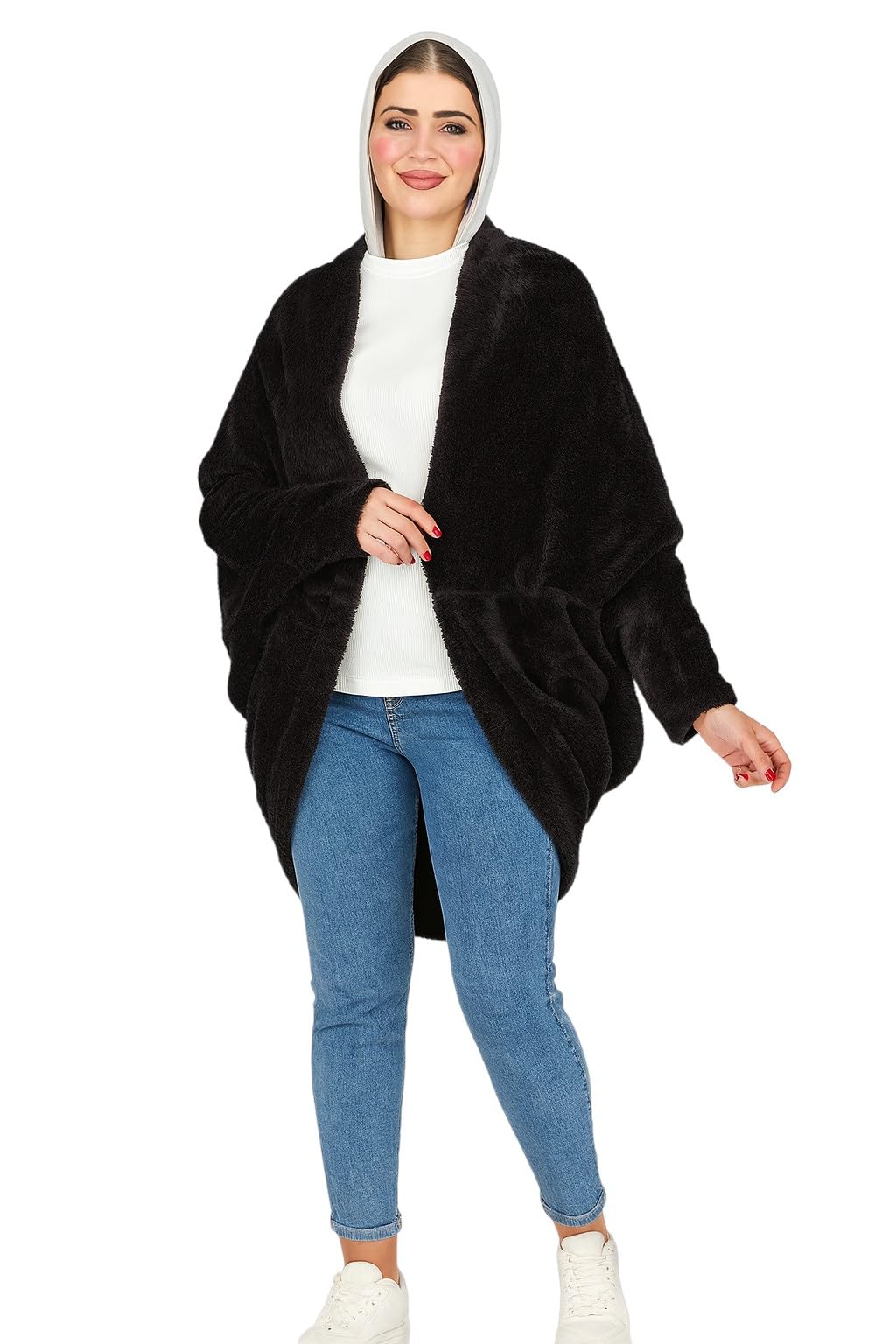 Miza Women's Winter Cardigan, Multi Color, Soft Quilted Material, Wide Side Pockets, Suitable for Outdoor and Home - Fur Poncho