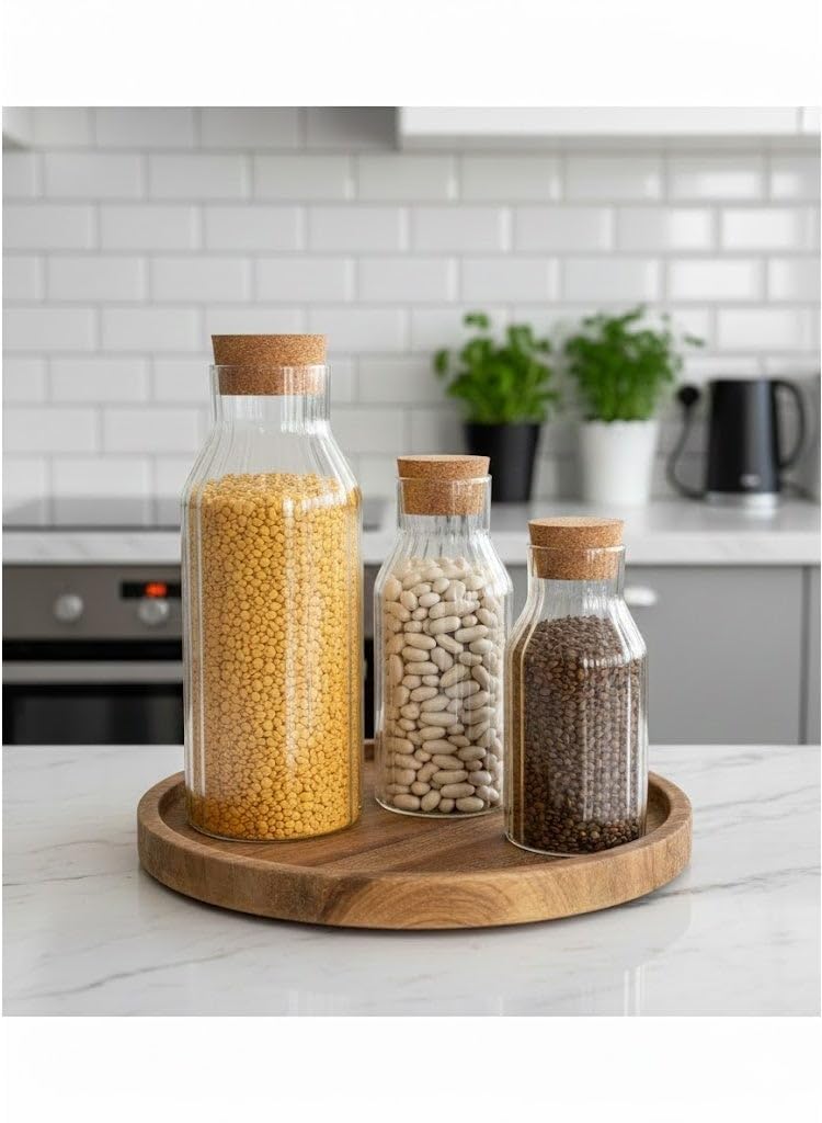 Ultra clear crystal glass legume jar with bamboo wood lid, beautiful and elegant design made of clear glass with wood