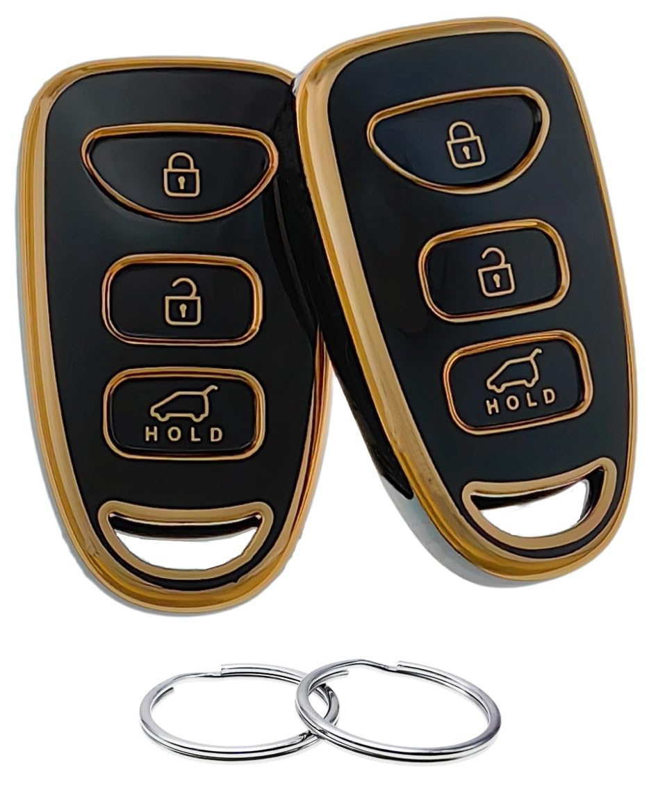 REPROTECTING TPU Key Fob Cover Compatible with 2006-2020 Hyundai Accent Elantra Genesis Sonata Kia Forte Optima Rondo Sorento Spectra (Black/Black, 4 Buttons)