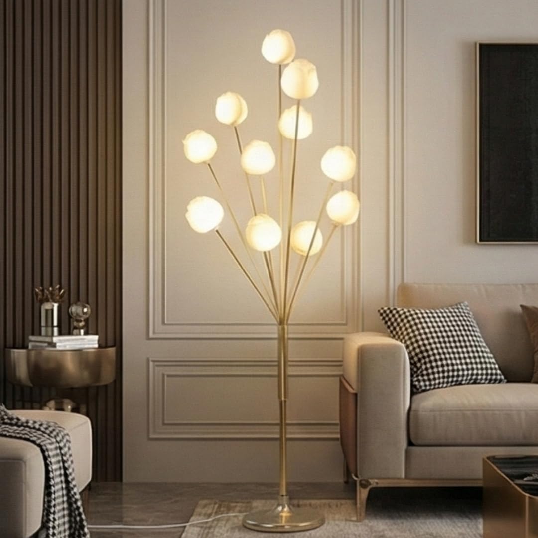 Floor Lamp, Modern 11 LED Lamp, Stainless Steel and Plastic, 150cm Height, for Living Room, Bedroom, Office :