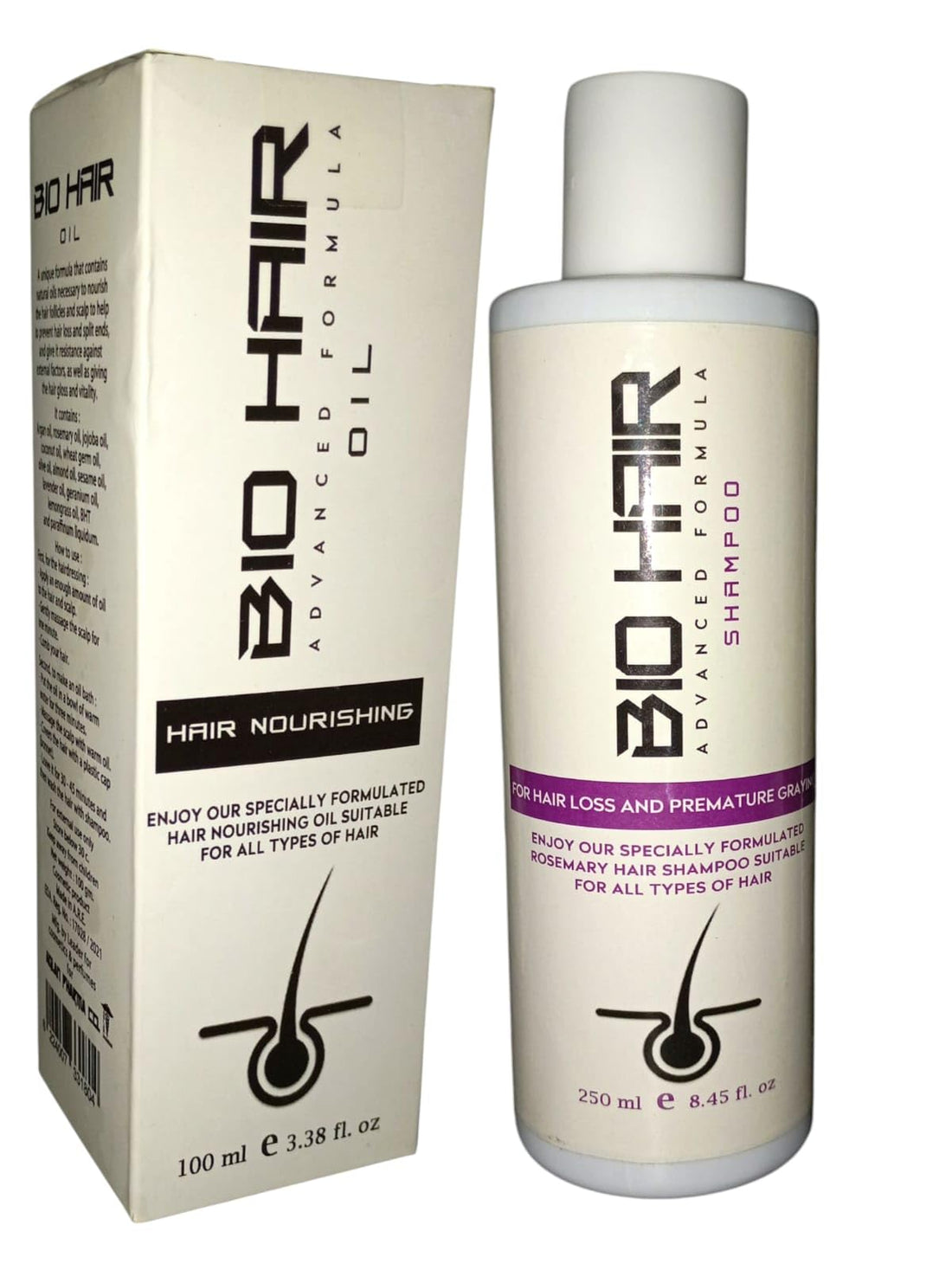 Hair Intensive Nutrition Package Anti Fall " Bio Hair " Shampoo + Nourishing Oil For Complete Hair Care, From Al Safwa Pharmacy