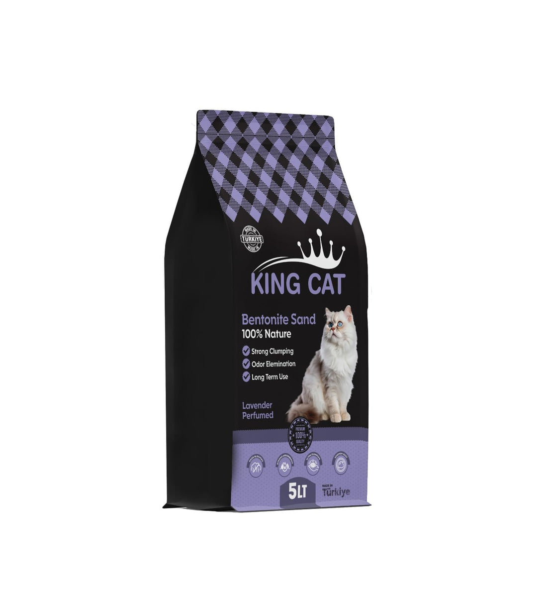 King Cat Cat Litter Made from 100% Clumping Natural Bentonite, 99.5% Dust Free, Super Clumping, Odour Control, Easy To Dispose, Economics Consumption (5L, Lavender)