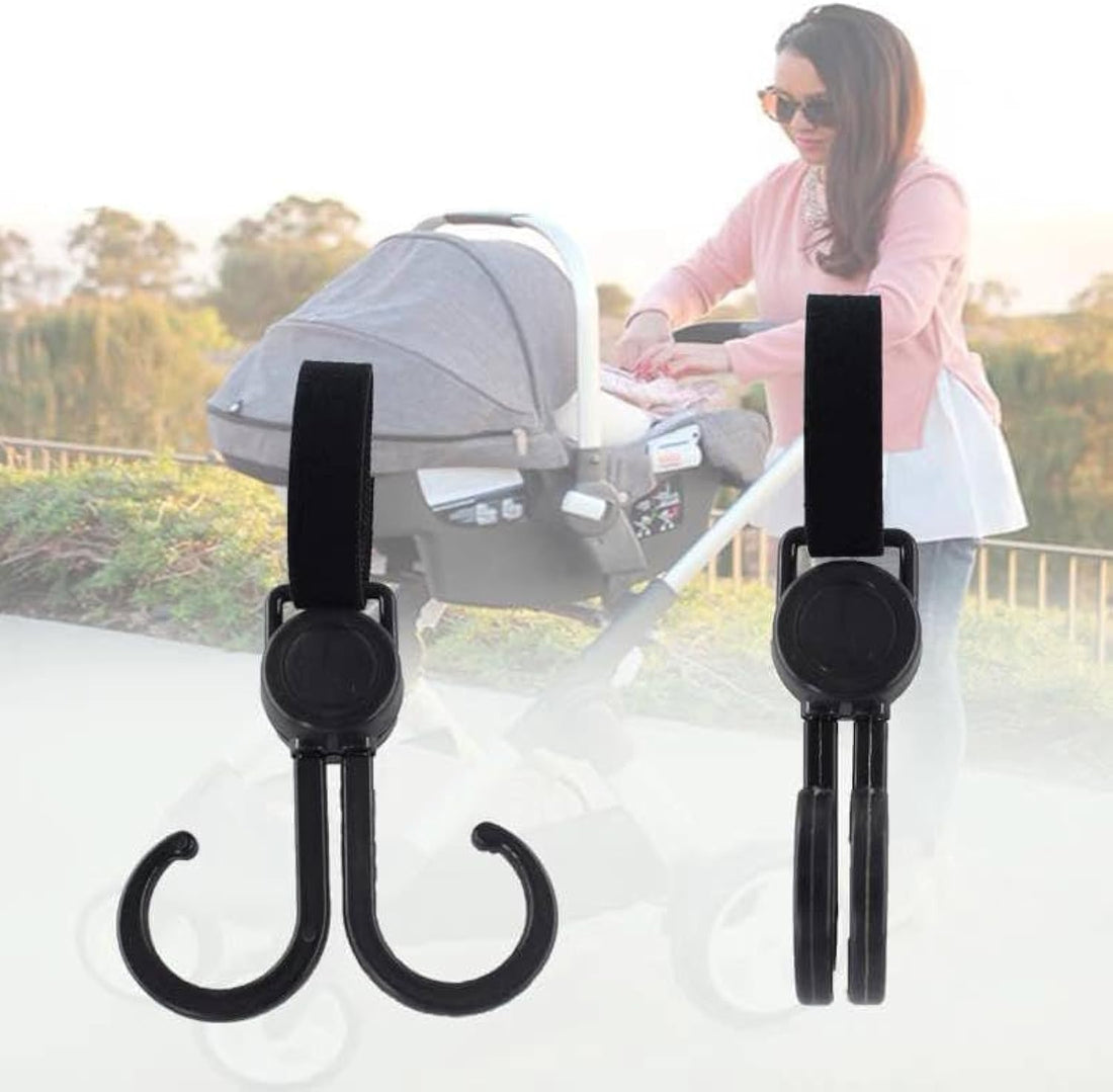 Universal Baby Stroller Hook - Battery Operated Car Hook and Velcro Stroller Hook - Universal Double Hook