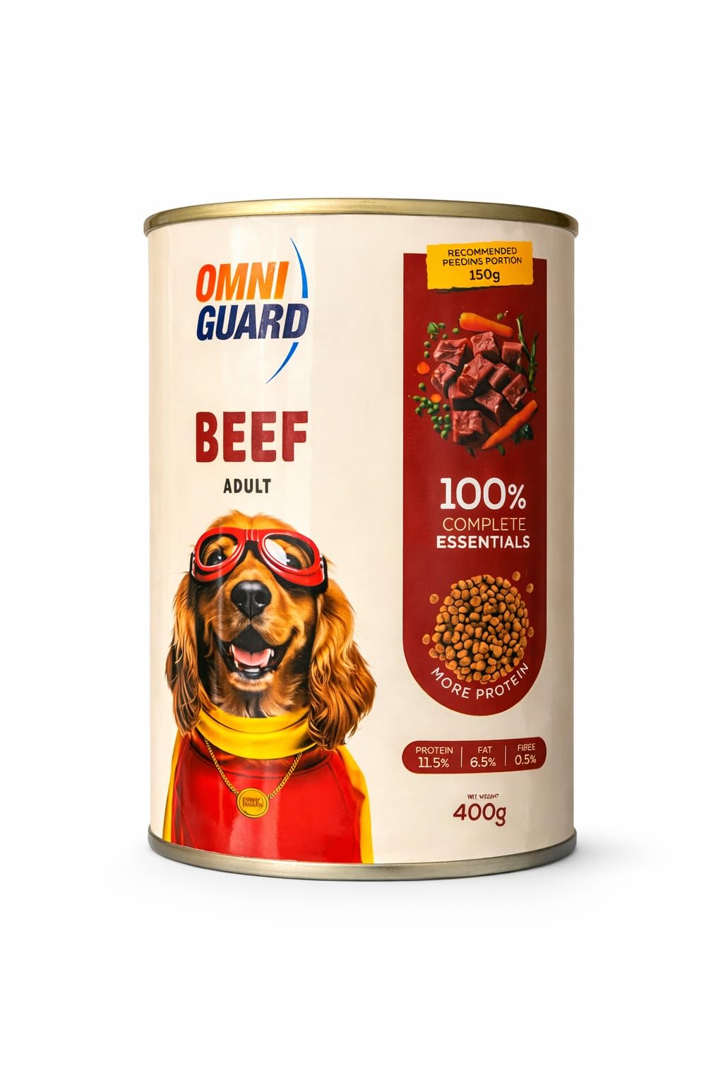 Omni-Guard Adult Wet Dog Food Complete Essentials Canned Meal (3 Pieces - 400 Gram, Beef)