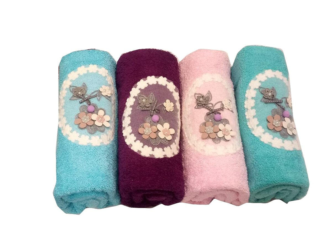 Tigers Trade Lines 4 hand towels set made of Egyptian cotton fabric, cut
