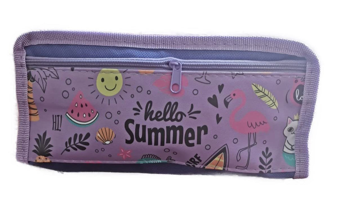 Fine Canvas Pencil Case - 20*10*4cm - Premium Material Pencil Case 2 Pockets - Highlighted Colors (Sun)