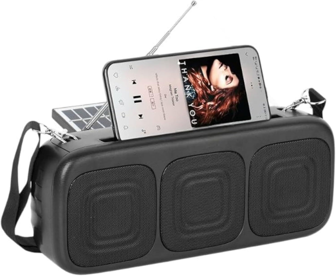 Bluetooth Speaker Portable Wireless Speaker Solar Powered FM Radio USB Rechargeable Battery Outdoor Mini Speaker With Antenna LED Support (Model: Z303)