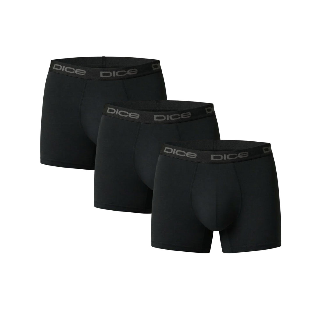 DICE Men's Pro Boxer Trunks, Black, Pack of 3, Elasticated Branded Waistband, Regular Fit